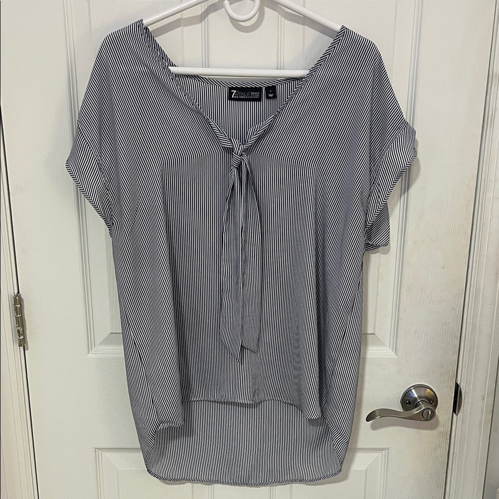 7th avenue design studio black and White Striped Women's Blouse